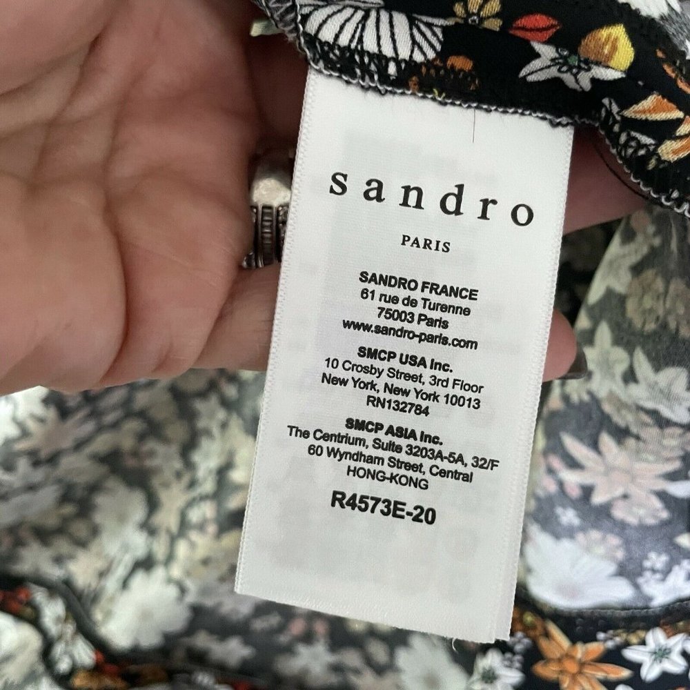 Sandro Dress Floral open sleeves  Size 2 - Picture 8 of 12